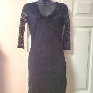 V-neck Lace Little Black Dress